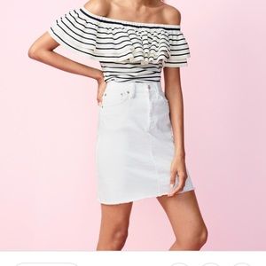 Striped ruffle off shoulder top